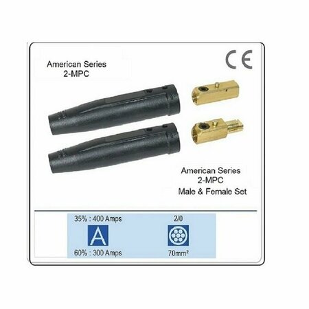 STAR TECH WELD Welding Cable Connector, Male and Femal Set 1/0-2/0 Twist Lock,  2-MPC